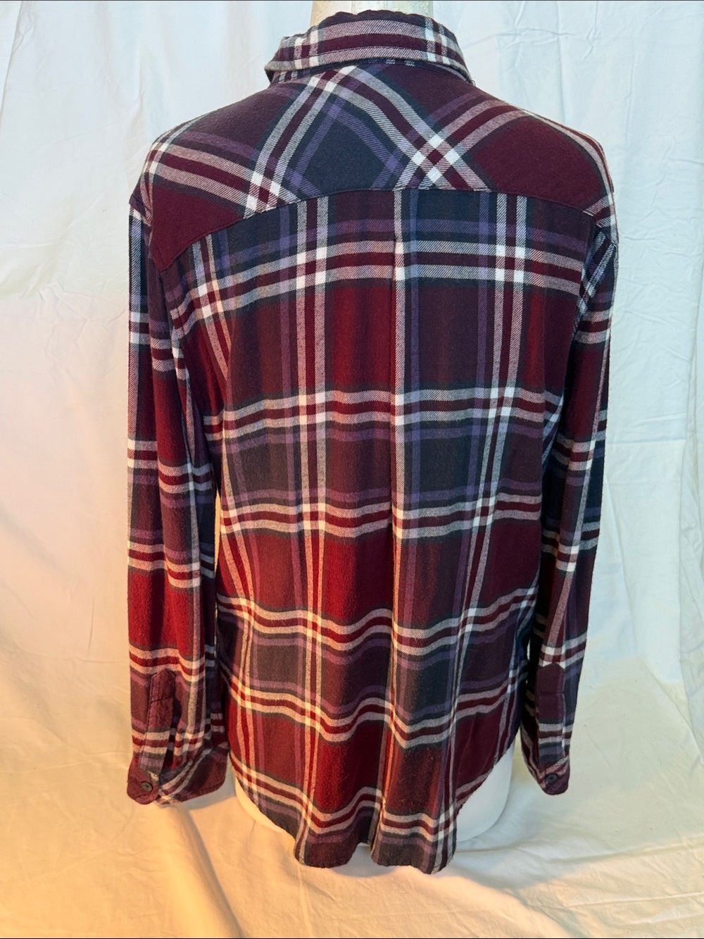 beachlunchlounge Burgundy Plaid Button-Down Shirt with White and Navy Accents - Picture 2 of 3